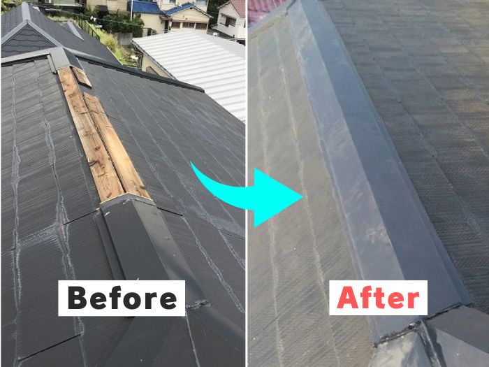 豊中市桜の町で棟板金交換！強風で飛んだ屋根を安全に修理した施工事例